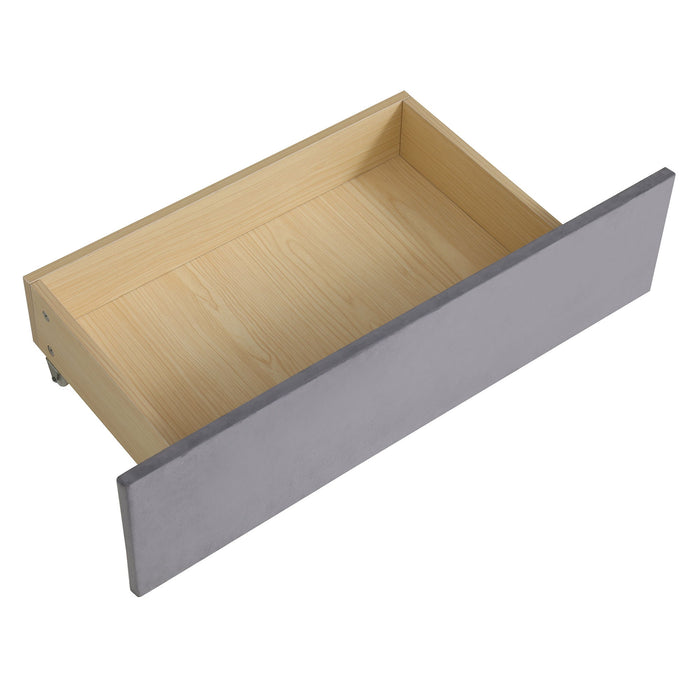 L Shaped Upholstered Platform Bed With Storage And Drawers