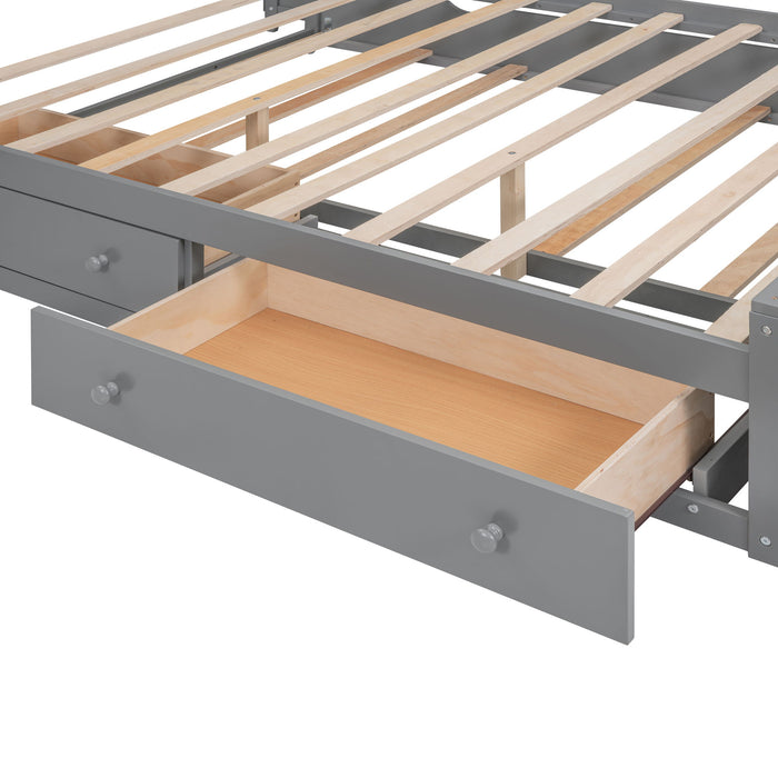 Bed With All In One Cabinet, Shelf And Sockets, Twin Long Trundle