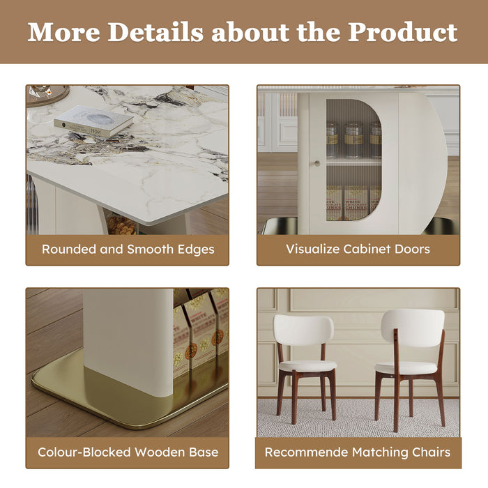 Dining Table Set With Storage, Includes Chairs For Kitchen