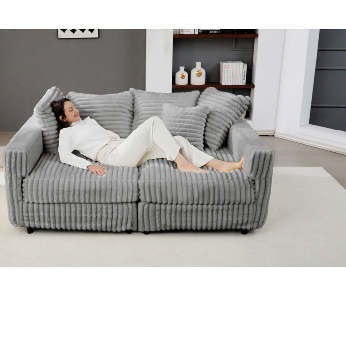 Modern Comfy Upholstered 4 Seat Sofa Cloud Couch,Deep Seat With Soft Pillows