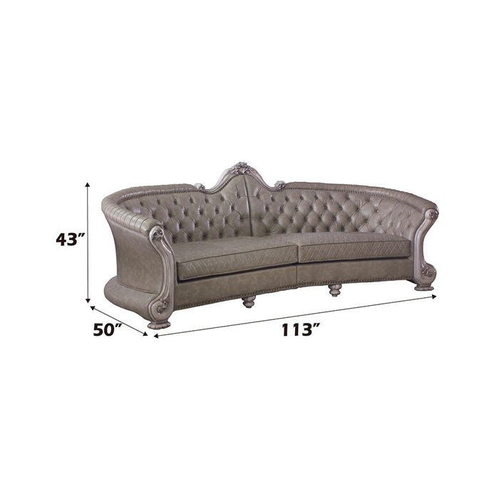 Dresden - 43" Sofa With 5 Pillows - Synthetic Leather & Vintage Bone White