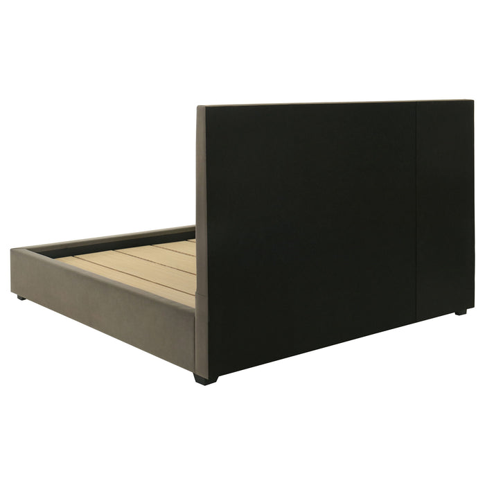 Delsea Upholstered Queen Panel Platform Bed Light Brown