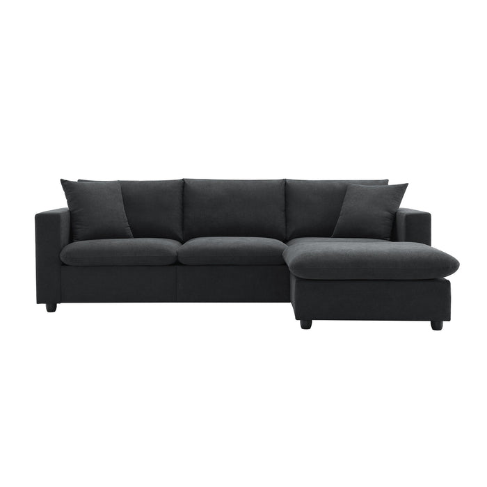 Modern Sectional Sofa With Throw Pillows, Cloud L Shaped Couch Set With Wide 4 Seat Comfy Couch Set With Movable Ottoman