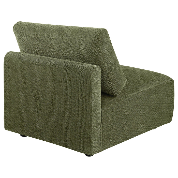 Elysia Chenille Upholstered Modular Armless Chair Green