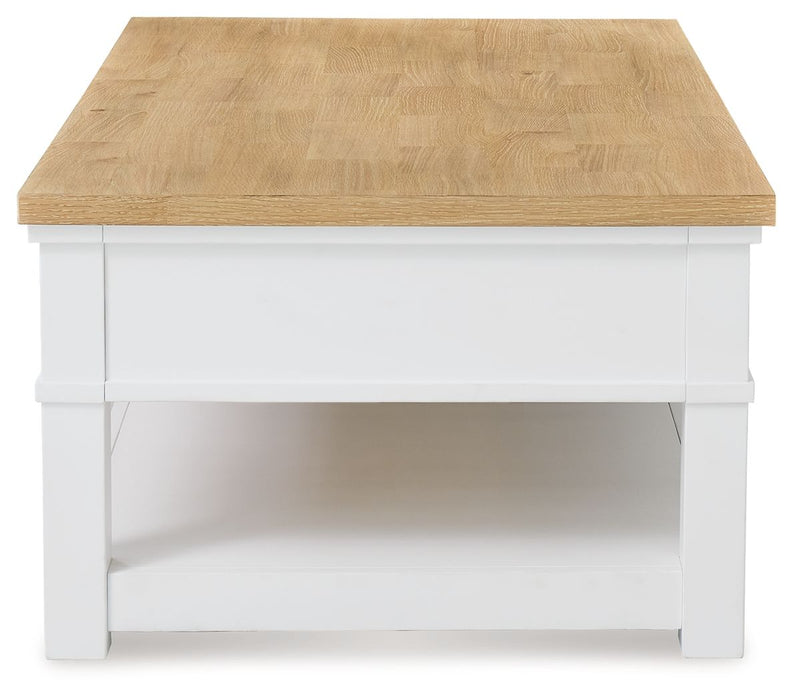 Ashbryn - Rectangular Cocktail Table - White / Natural