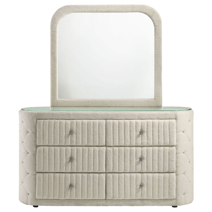 Santiago - 6 Drawer Dresser With Mirror - Ivory