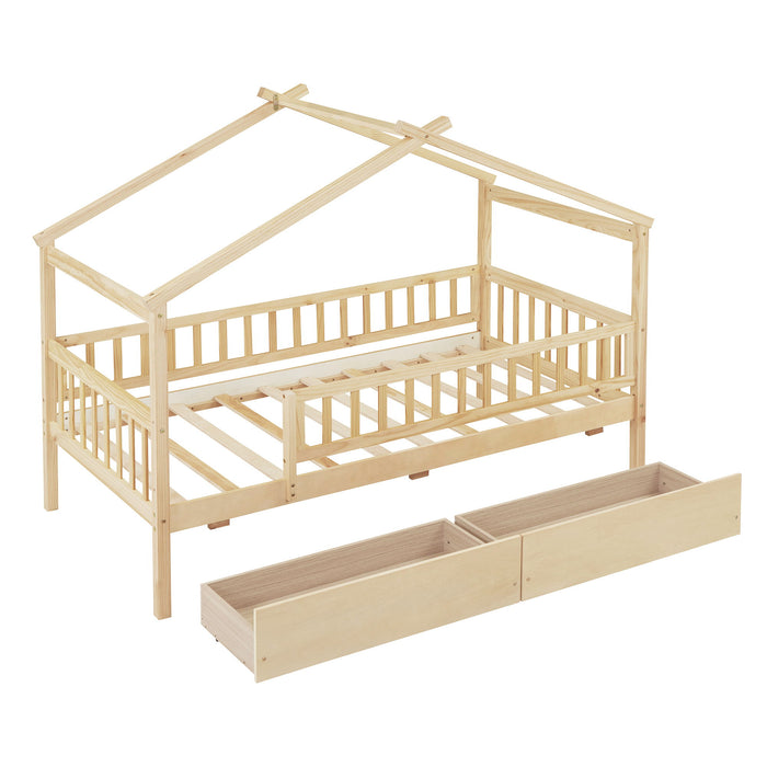 House Bed With 2 Drawers