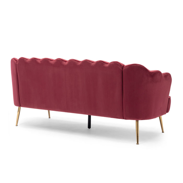 Modern Glam 3 Seater Sofa With Velvet Texture