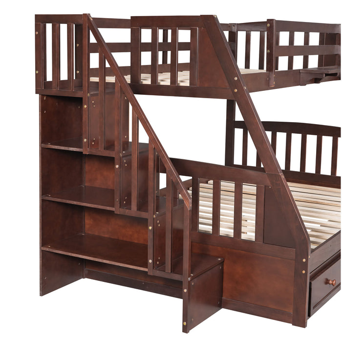 Bunk Bed With Drawers, Ladder And Storage Staircase