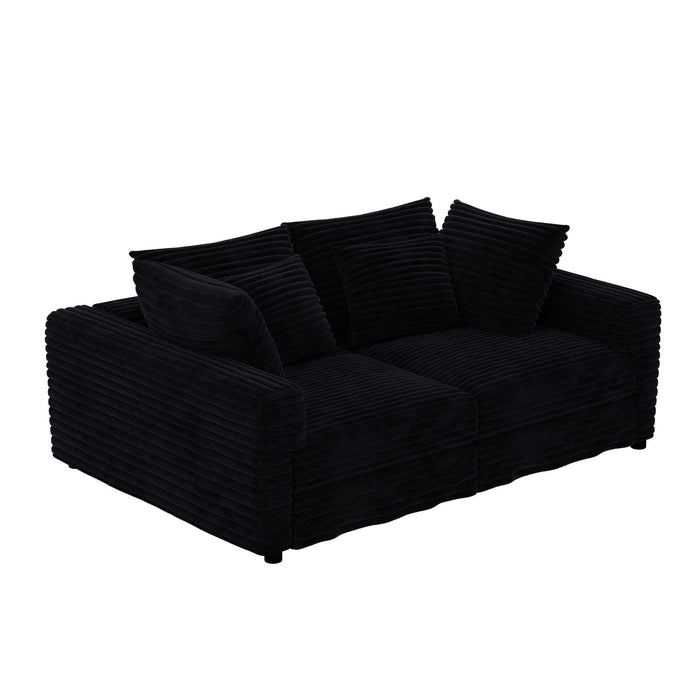 Plush Corduroy 4 Seat Sofa, Modern Comfy Upholstered Sofa Cloud Couch, Deep Seat Couches With Soft Pillows