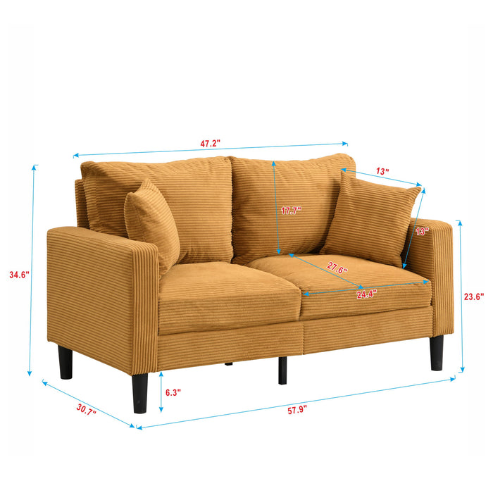 High Resilience Loveseat Sofa With Wooden Frame