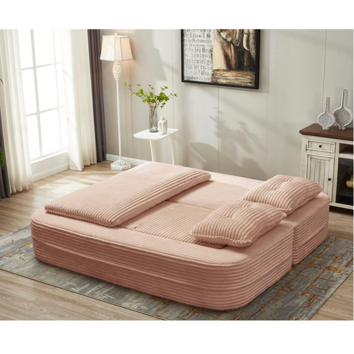 Multi Functional Sectional Sofa Bed With Independent Chaise Lounge And Functional Blanket