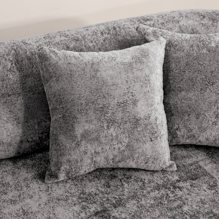 3 Seater Sofa With Built In Pet Bed Nook, Curved Design And 2 Throw Pillows