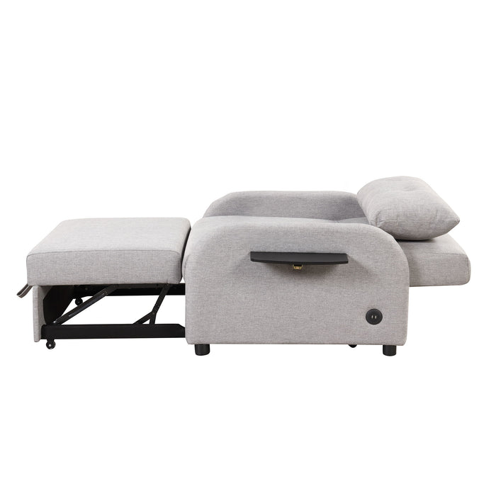 Versatile Pull Out Sofa Sleeper 3 In 1 With Wing Table & USB Charge, Compact Design