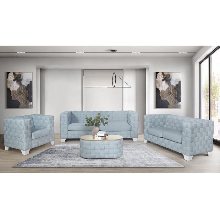 Saree - Chair - Light Teal Chenille & White
