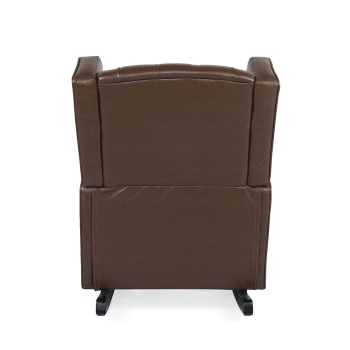 Amedou - Contemporary Tufted Wingback Rocking Chair - Dark Brown