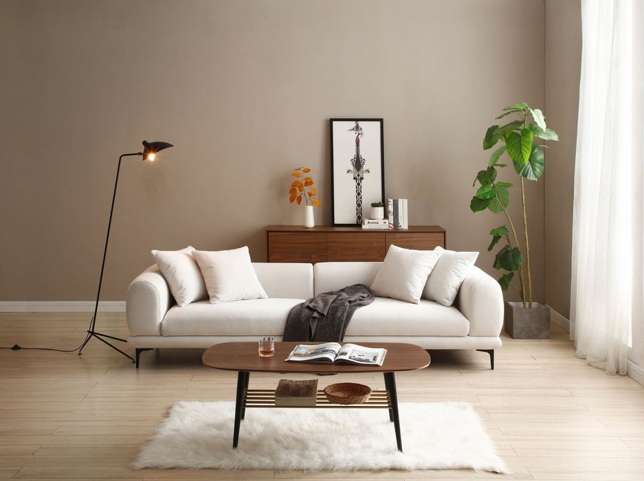 Mid-Century Modern Sofa Couch 4-Seater - Beige
