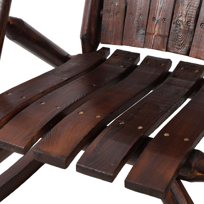 Durable Wooden Porch Rocker, Fir Log Rocking Chair