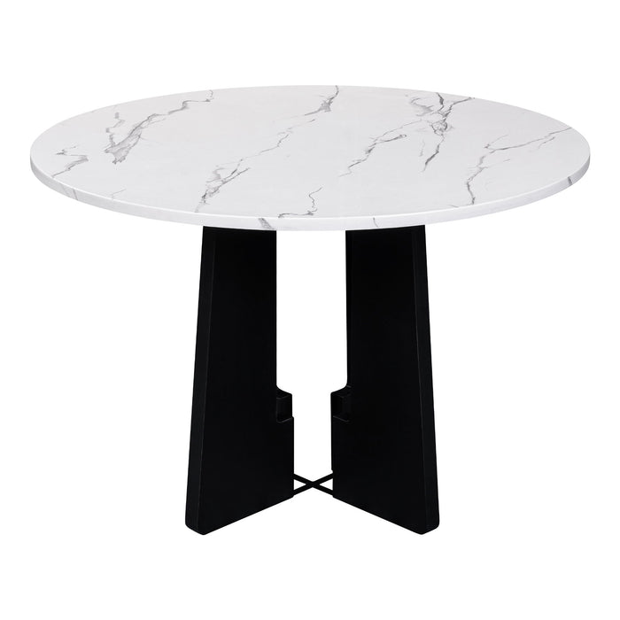5 Piece Round Dining Table Set, Modern Dining Table And 4 Upholstered Chairs For Dining Room