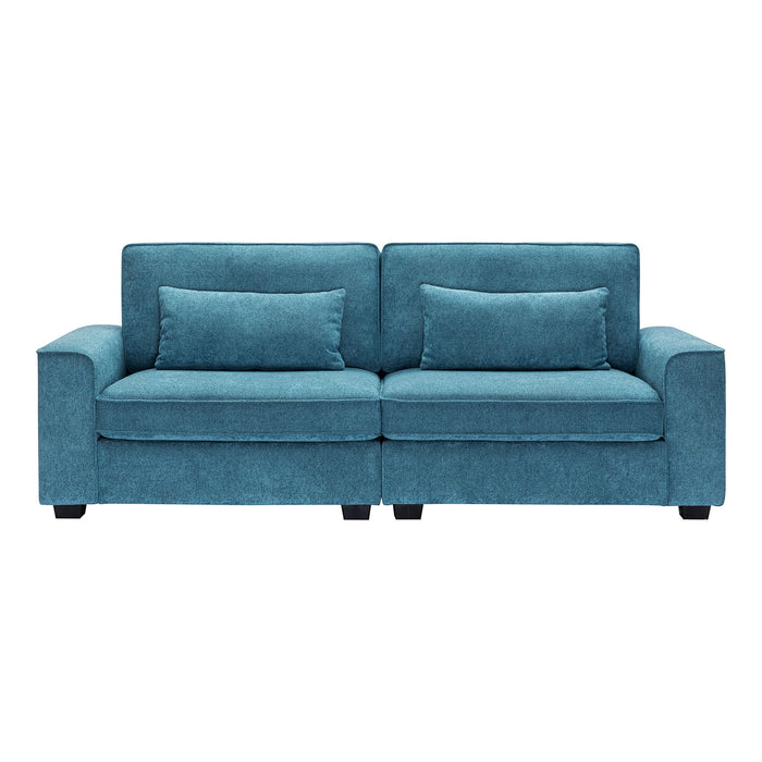 Modern Fabric Sofa With Plush Cushions, Sleek Arm Design