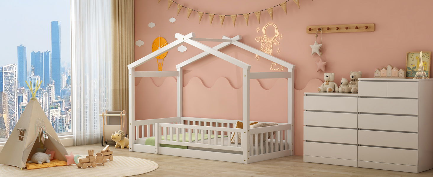 Bed House Bed Frame With Fence