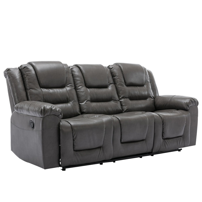 3 Seater Home Theater Recliner Manual Recliner Chair With Two Built-In Cup Holders For Living Room