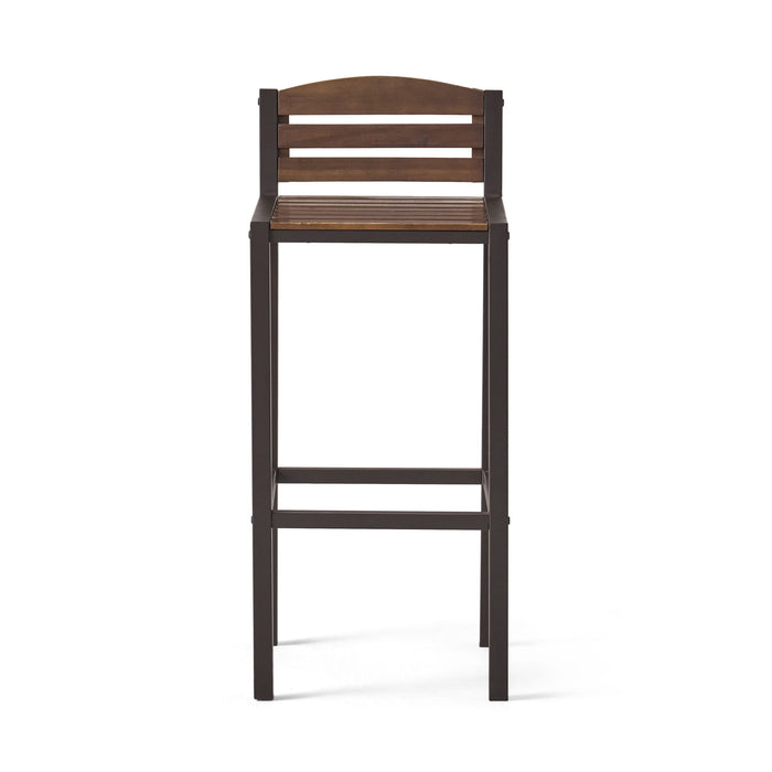 Outdoor Barstool With Slat Panel Design (Set of 2) - Dark Brown