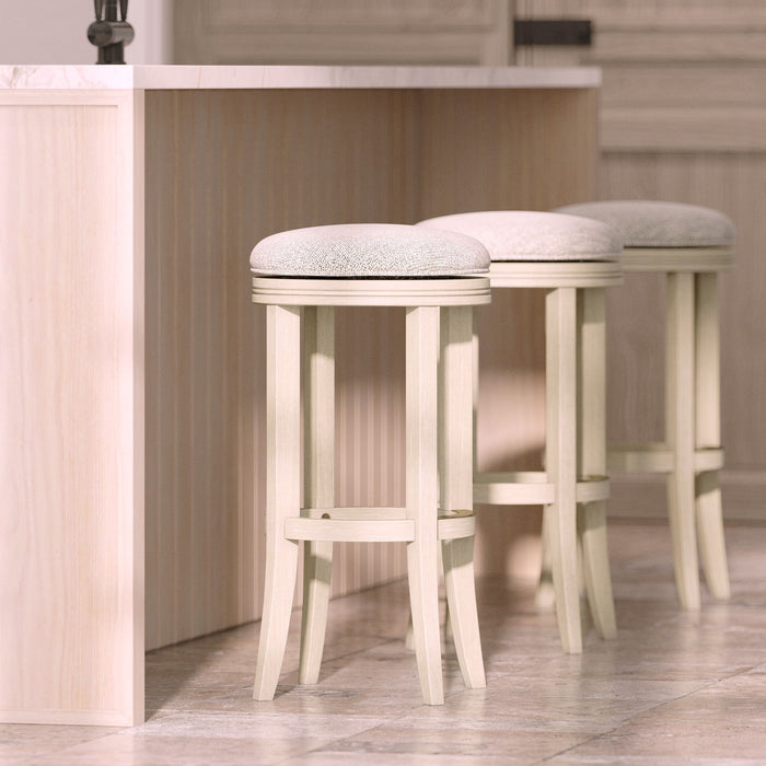 Backless Swivel Stool With Upholstered Seat