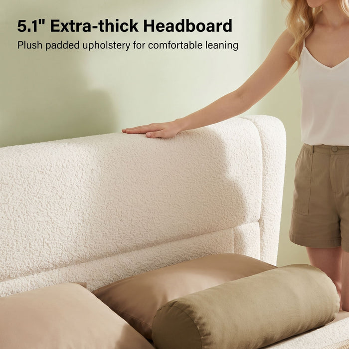 Upholstered Wingback Platform Bed Frame, No Box Spring Needed