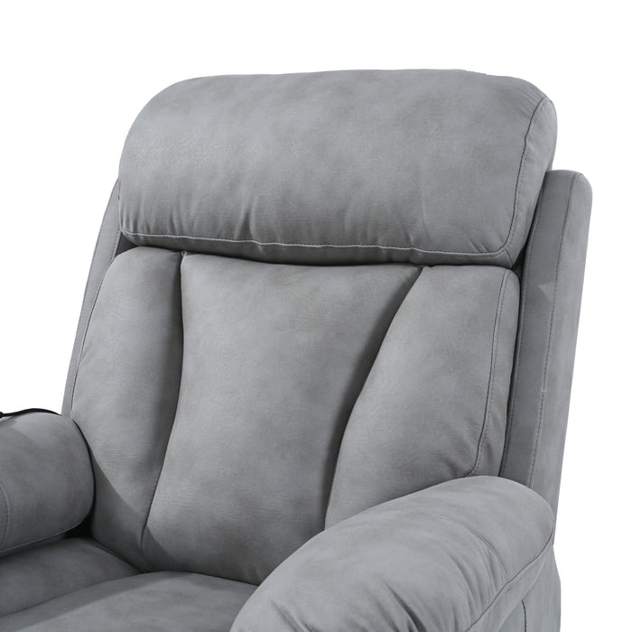Electric Power Lift Recliner Chair, Fabric Recliner Chair, Home Theater Seating, Living Room Chair, Side Pocket, Remote Control - Light Gray