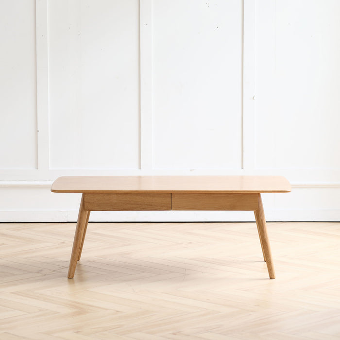 Low Table, Coffee Table With Storage Shelf - Natural
