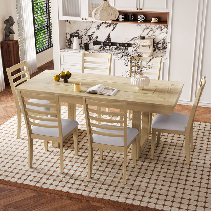 Extendable Dining Set, Farmhouse Extendable Table With Upholstered Chairs