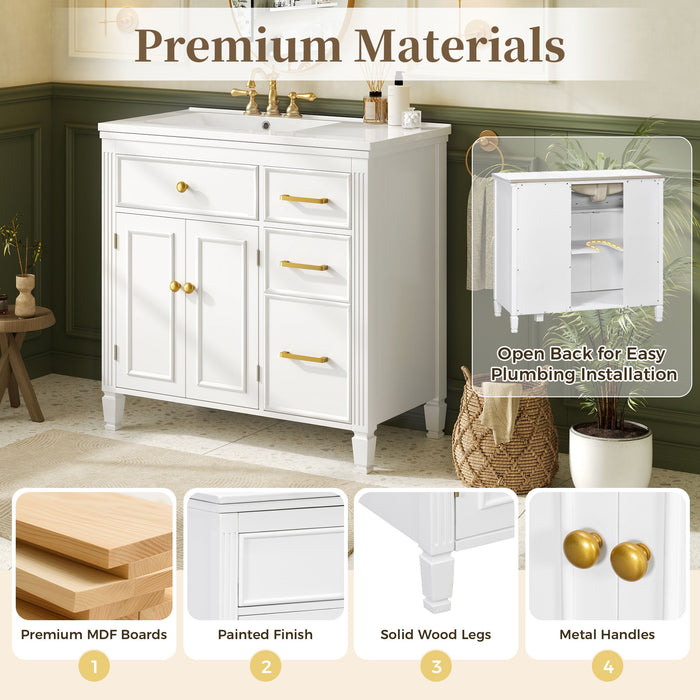 Bathroom Vanity With Sink Top, 3 Soft Closing Drawers