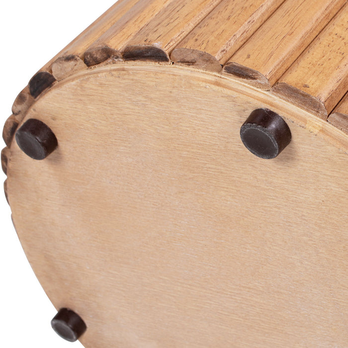 Kenzie - Fluted Pillar Round Accent Side Table - Light Natural Brown