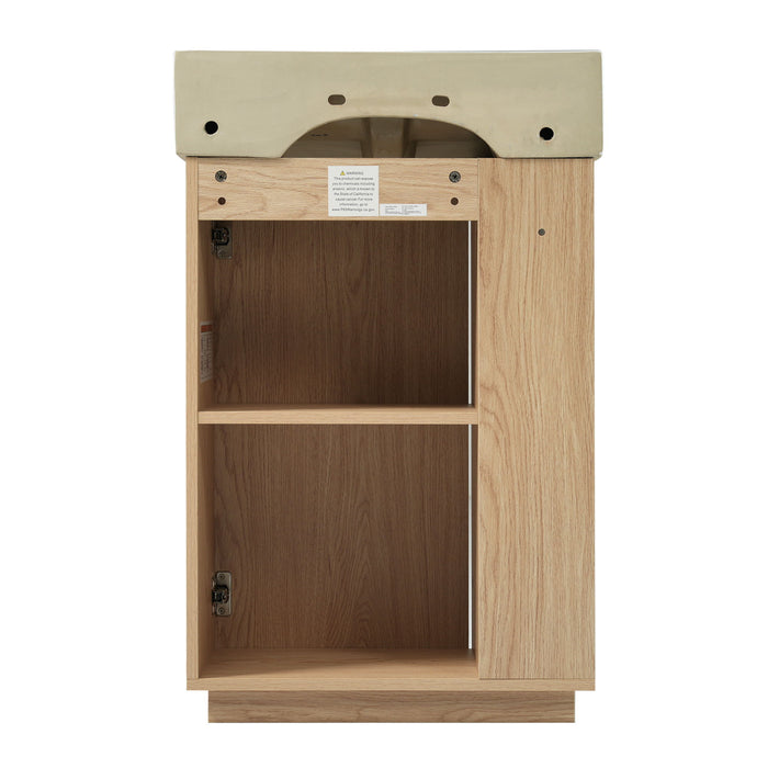 Bathroom Vanity With Sink, Freestanding Wood Grain Cabinet With Storage