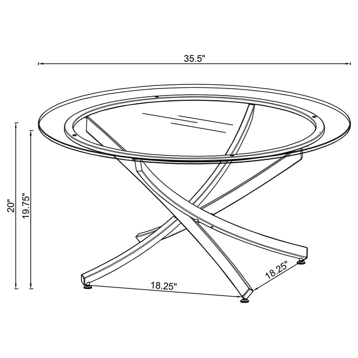 Brooke Round Glass Top Coffee Table Metal Base Chrome