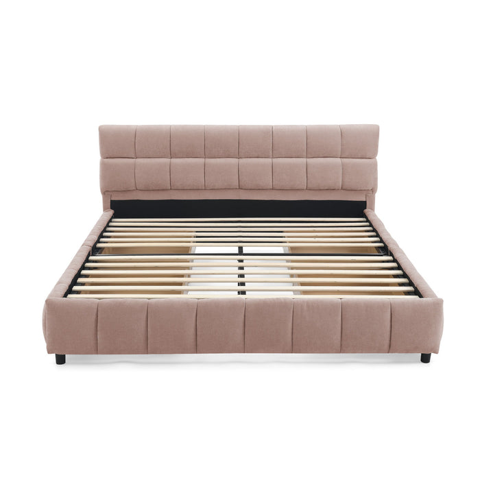 Modern Platform Bed Frame With Thick Chenille Fabric