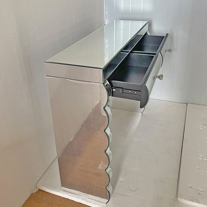 Console Table With 2 Drawers For Living Room - Silver