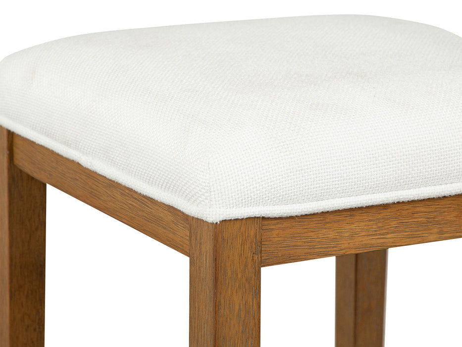 Lindon - White Upholstered Stool - Belgian Wheat