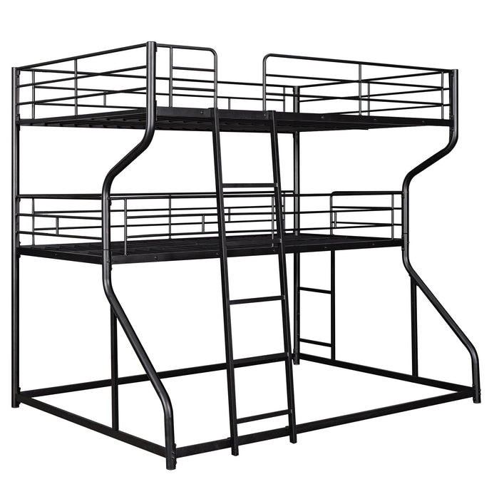 Industrial Triple Bunk Bed With Dual Ladders Frame, Space Saving Design