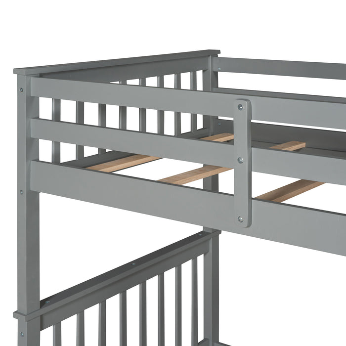 Bunk Bed With Ladders And 2 Storage Drawers