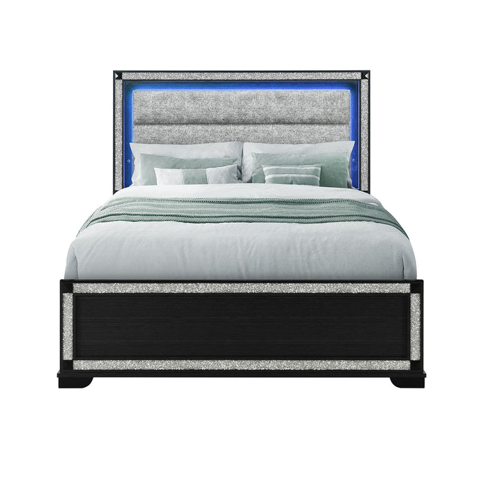 Soulmarie - Bed With LED Lighting And Padded Headboard