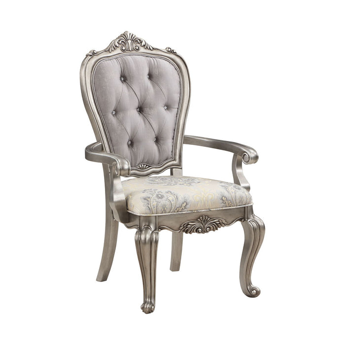Acme Ariadne Side Chair (Set of 2) Velvet & Antique Plantinum Finish
