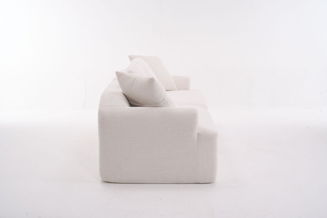 Compression Sofa: 4 Seater Combined Sofa, Crochet Yarn Fabric, Full Sponge Compression Sofa, Combined Sofa With 4 Pillows For Home Living / Home Furniture / Apartment - Beige