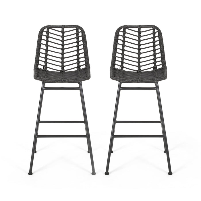 Sawtelle - Outdoor Wicker Barstools (Set of 2)