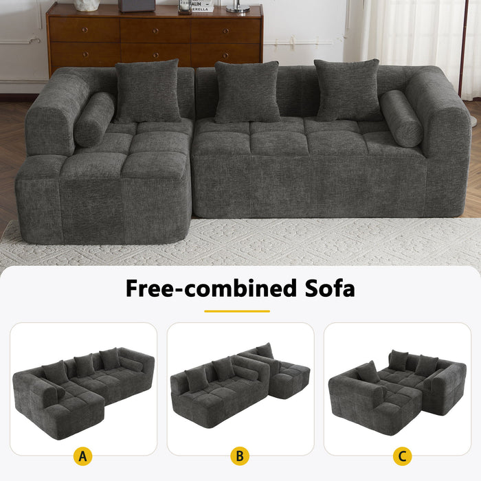 Sectional Free Combined Sofa With 2 Side Pockets
