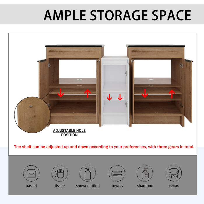 Freestanding Bathroom Vanity With Sink, Storage Cabinets, Soft Closing Doors