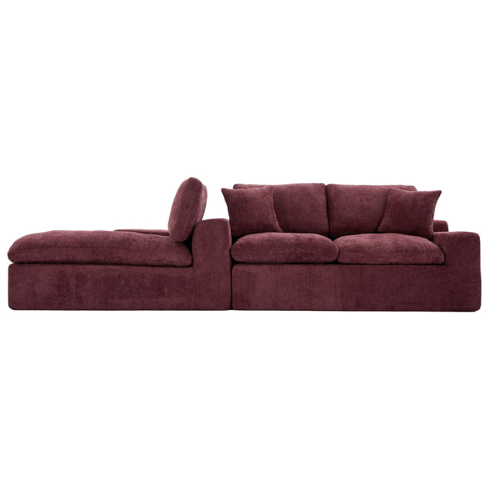 Cloud Sectional Sofa With Double Layer Cushion And Side Pockets, Free-Combined