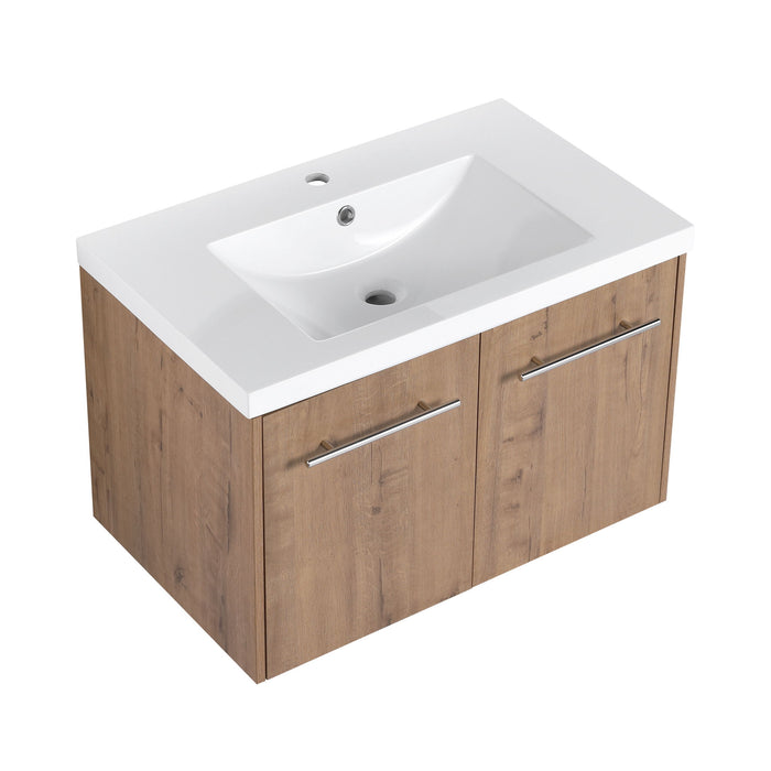 Modern Floating Bathroom Vanity With Resin Sink, Soft Close Doors