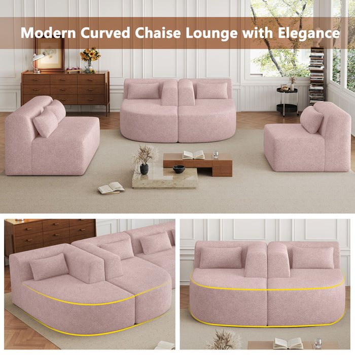 Upholstered Sofa Free Combined Sofa Couch With 2 Chaise Lounge And Five Back Pillows For Living Room